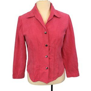 Coldwater Creek Womens Pink Micro Suede‎ Jacket, Blazer Top, sz 8P, 38 bust